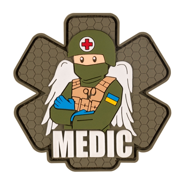 ПВХ патч (шеврон) "Военный медик" олива